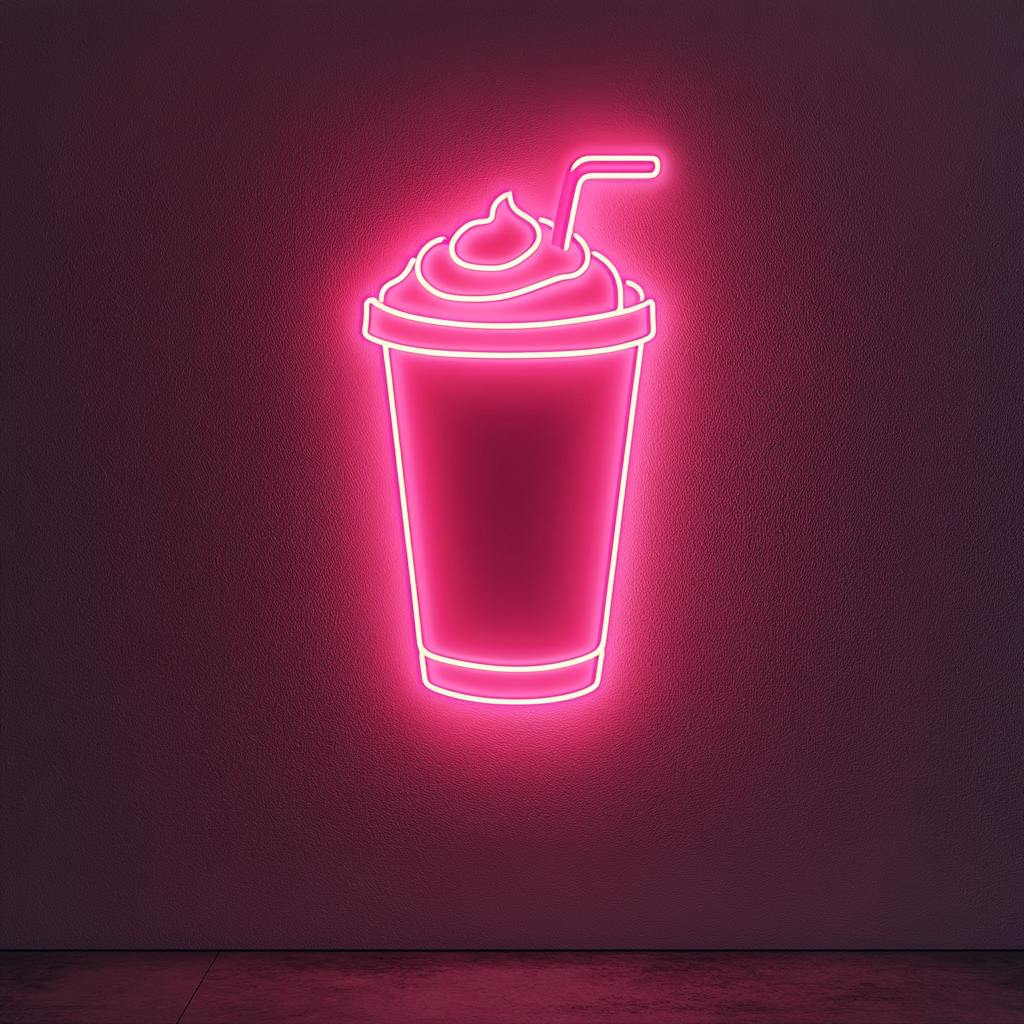 Frozen Coffee Drink - Pink Neon Sign, 18 Inches