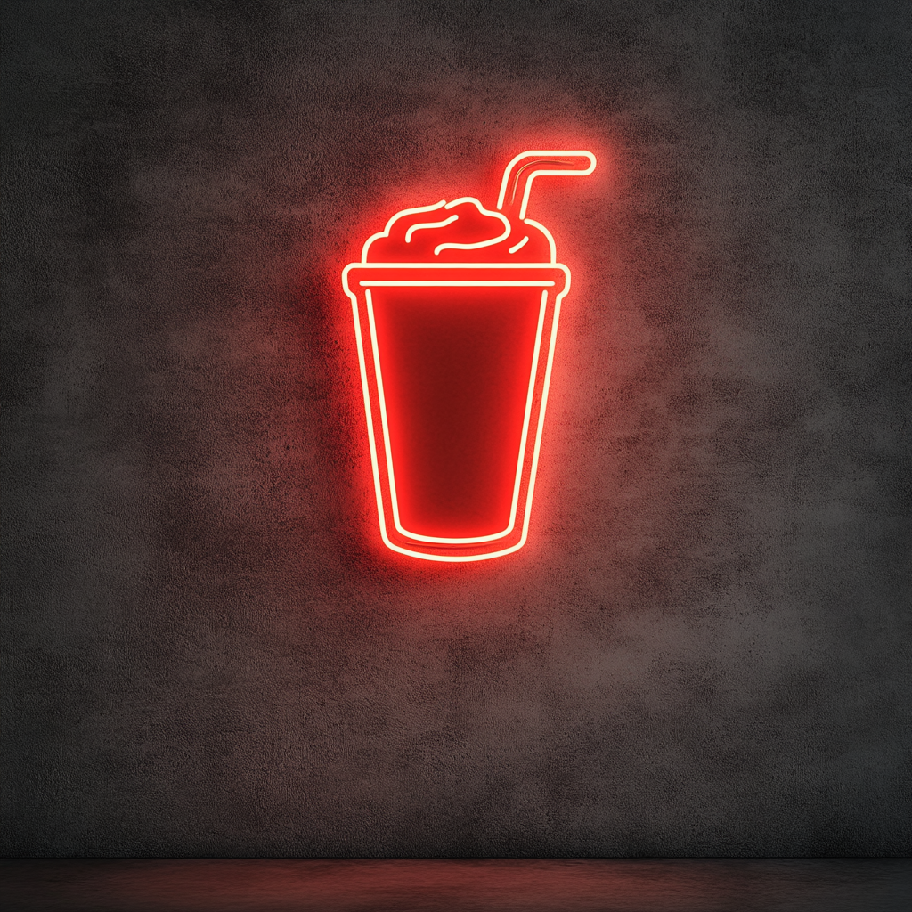 Frozen Coffee Drink - Red Neon Sign, 18 Inches