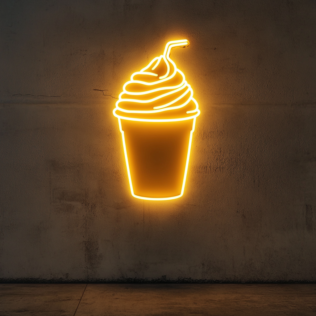 Frozen Coffee Drink - Yellow Neon Sign, 18 Inches