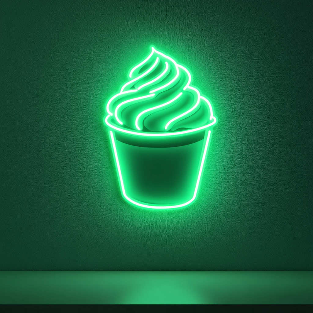 Frozen Yogurt Cup - Green Neon Sign, 18 Inches