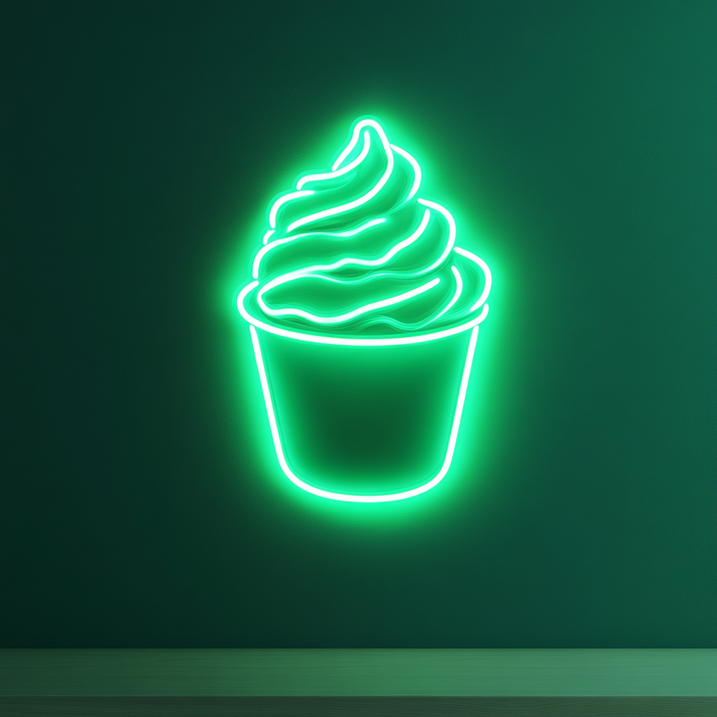 Frozen Yogurt Cup - Green Neon Sign, 24 Inches