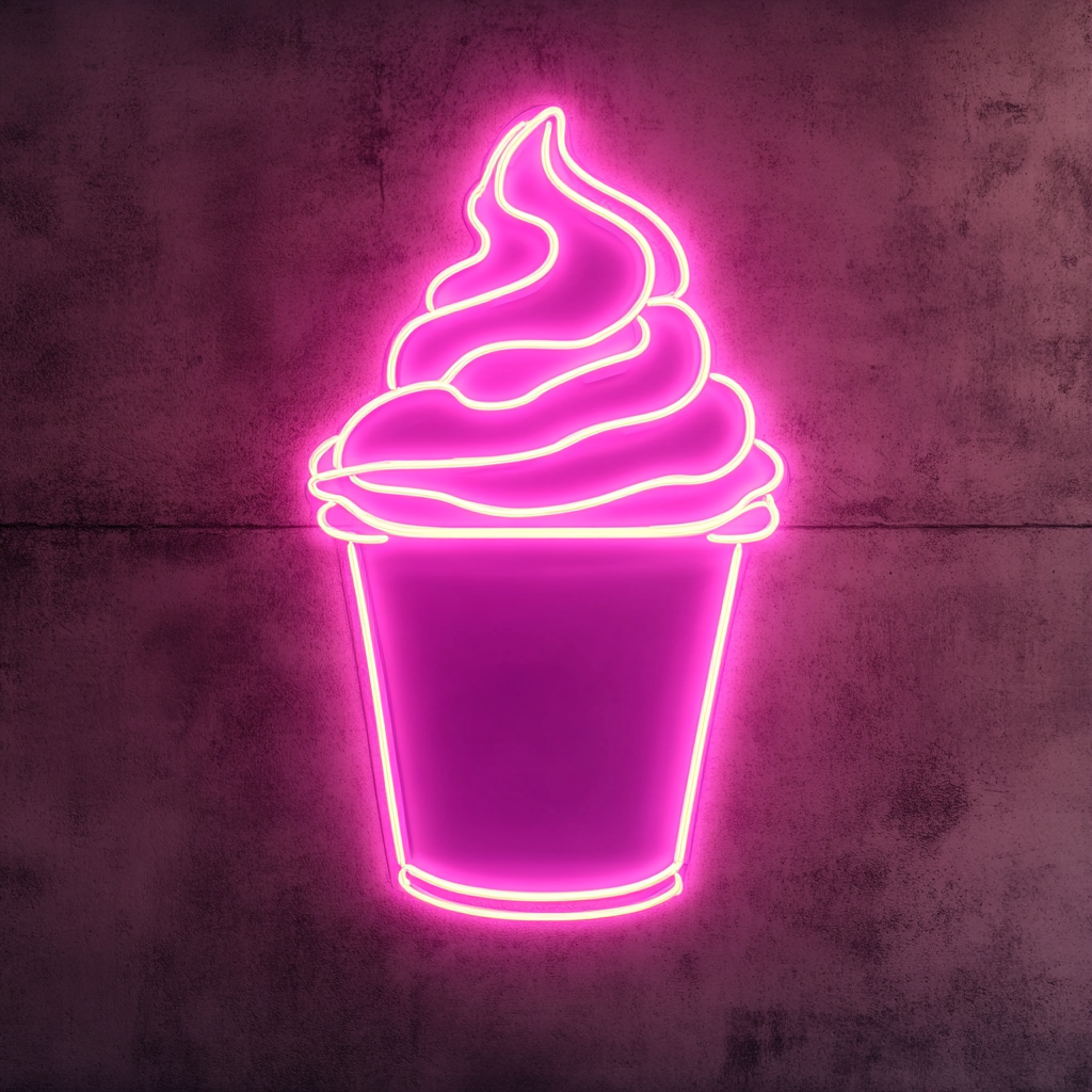 Frozen Yogurt Cup - Pink Neon Sign, 18 Inches