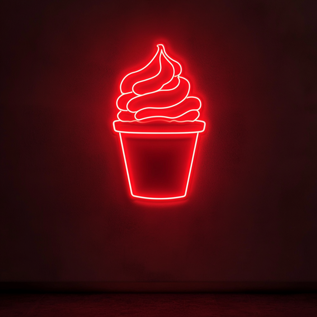 Frozen Yogurt Cup - Red Neon Sign, 18 Inches