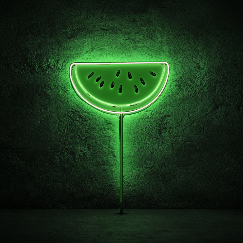 Fruit Skewer with Melon - Green Neon Sign, 18 Inches