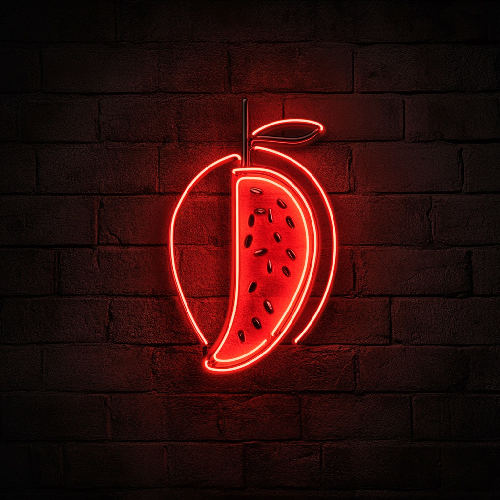 Fruit Skewer with Melon - Red Neon Sign, 18 Inches