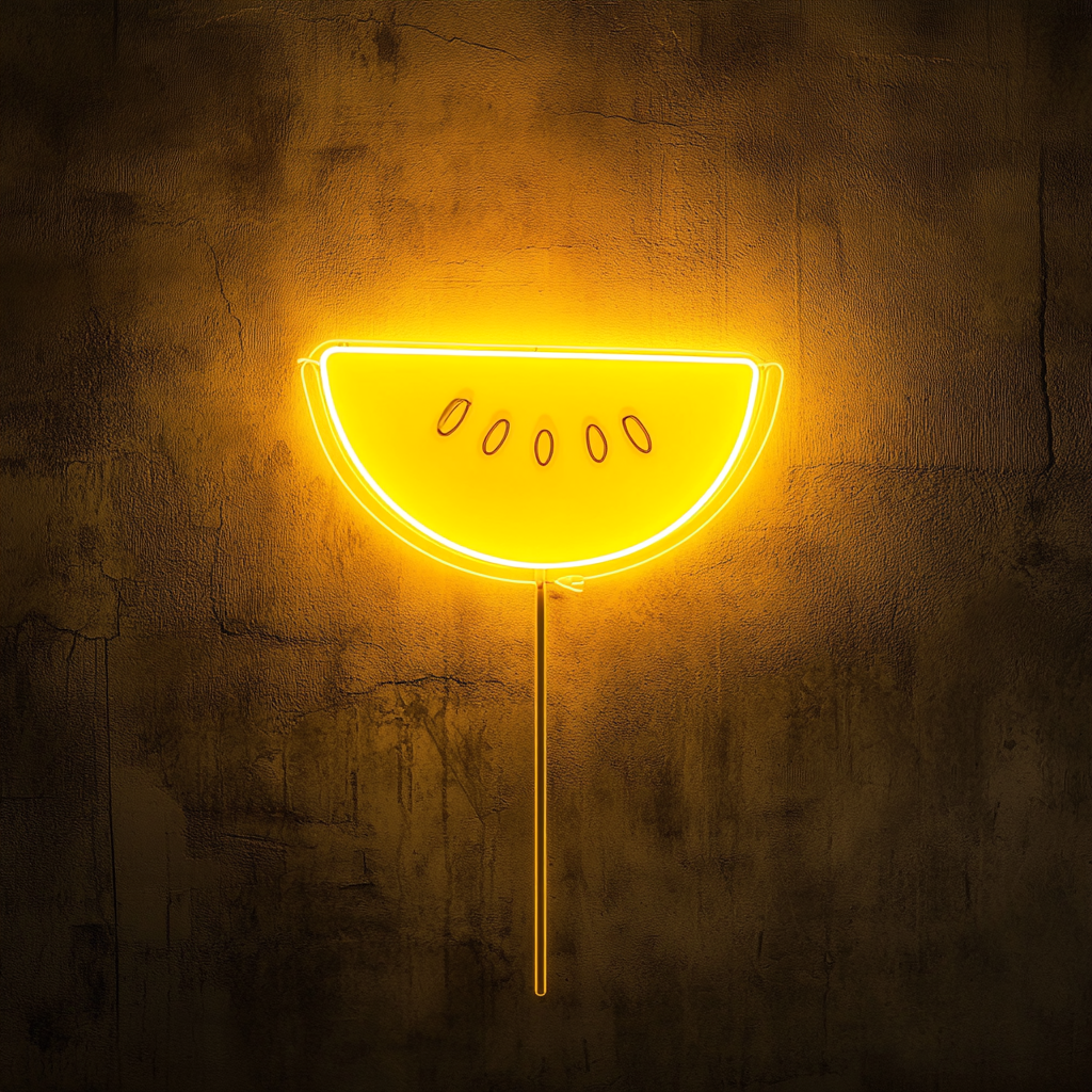 Fruit Skewer with Melon - Yellow Neon Sign, 24 Inches