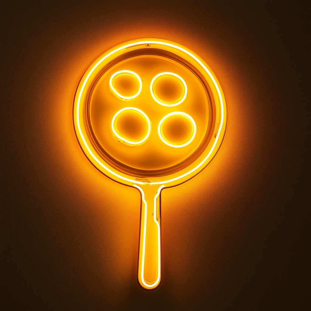 Frying Pan with Eggs - Yellow Neon Sign, 24 Inches