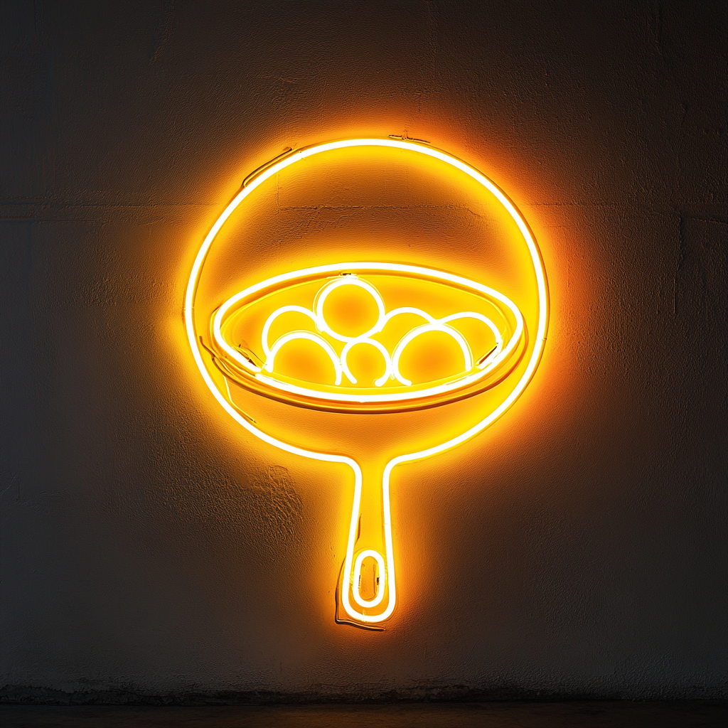 Frying Pan with Eggs - Yellow Neon Sign, 18 Inches