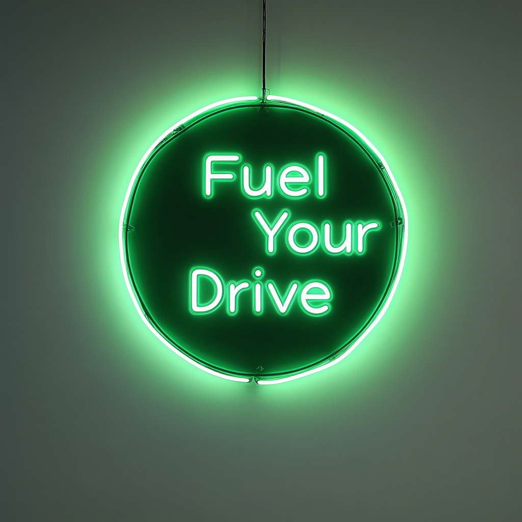 "Fuel Your Drive" - Green Neon Sign, 24 Inches