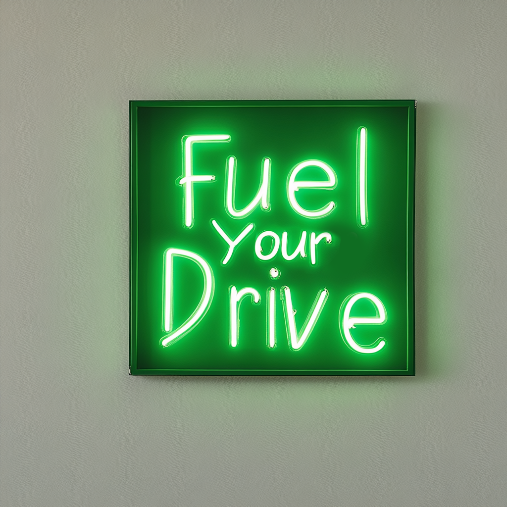 "Fuel Your Drive" - Green Neon Sign, 24 Inches