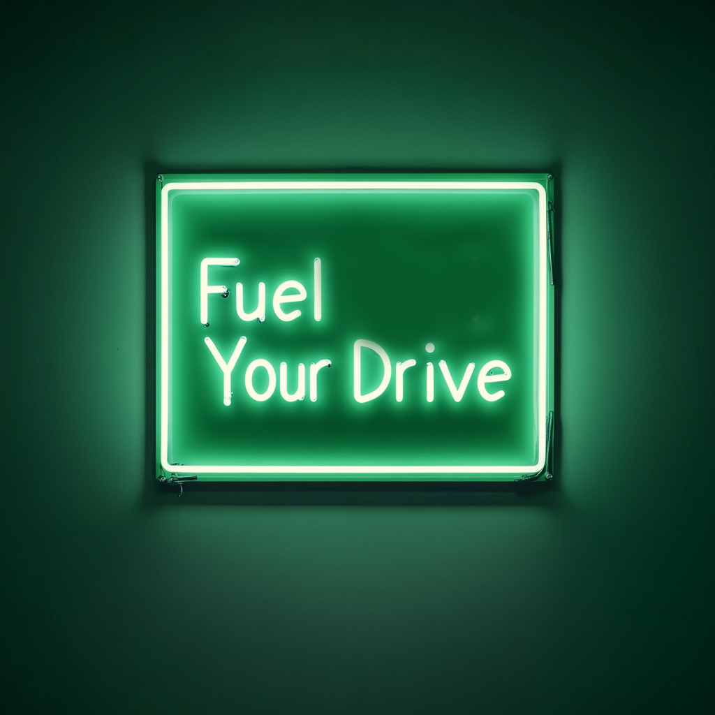 "Fuel Your Drive" - Green Neon Sign, 24 Inches