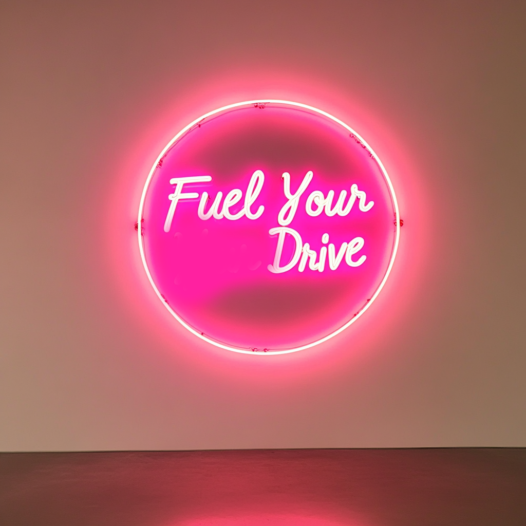 "Fuel Your Drive" - Pink Neon Sign, 24 Inches