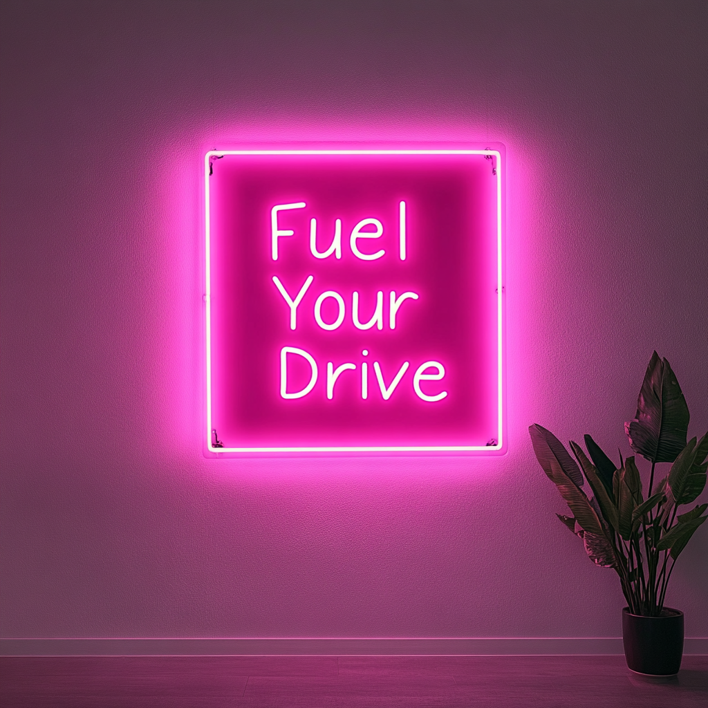"Fuel Your Drive" - Pink Neon Sign, 24 Inches