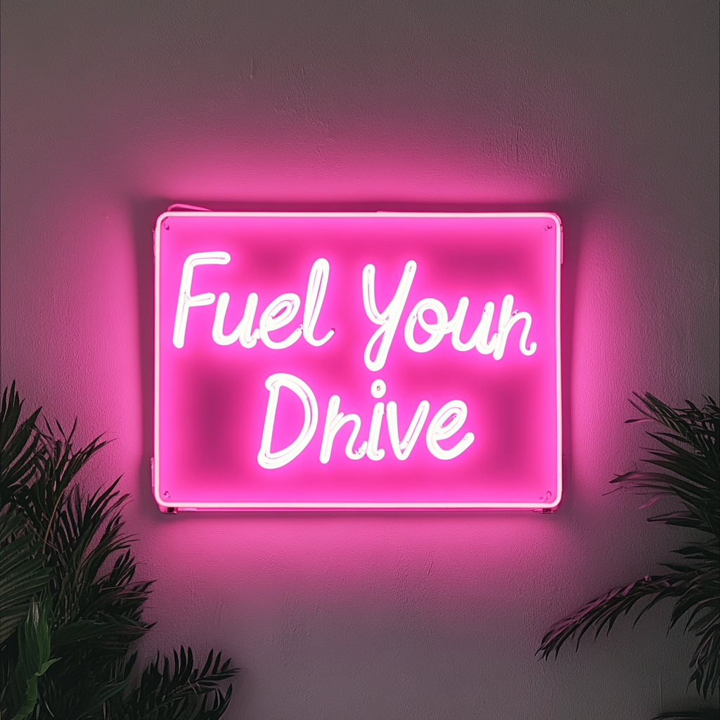 "Fuel Your Drive" - Pink Neon Sign, 24 Inches
