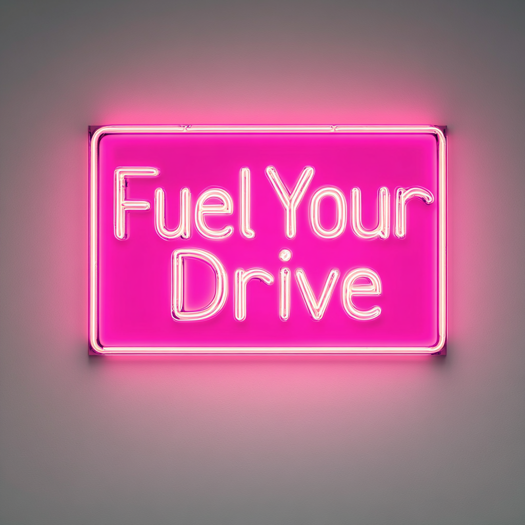 "Fuel Your Drive" - Pink Neon Sign, 24 Inches