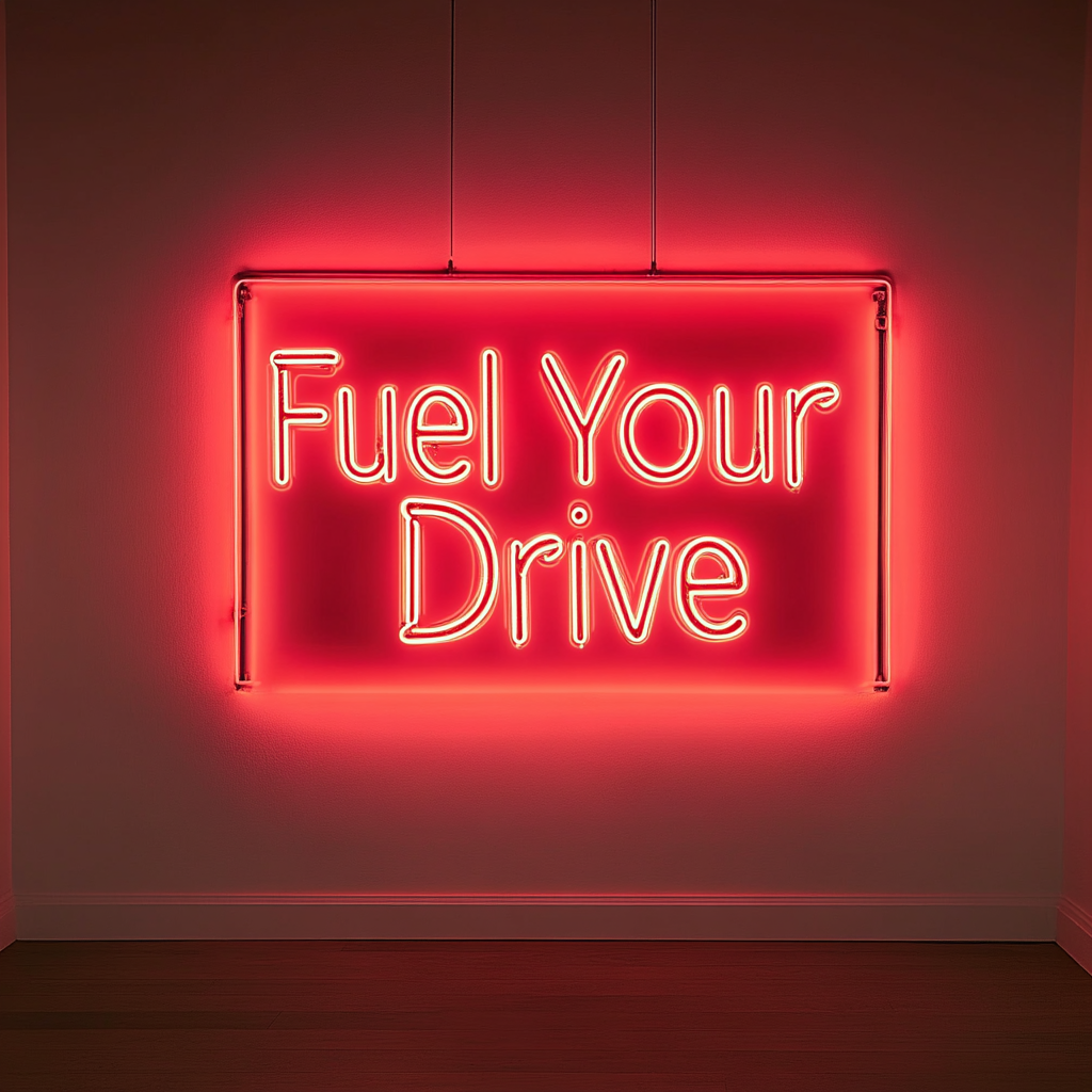 "Fuel Your Drive" - Red Neon Sign, 24 Inches