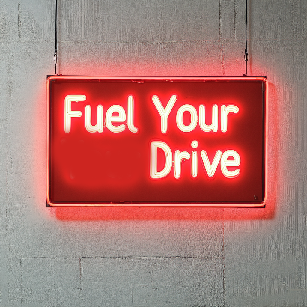 "Fuel Your Drive" - Red Neon Sign, 24 Inches
