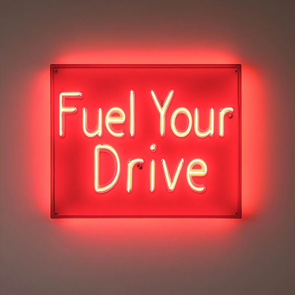 "Fuel Your Drive" - Red Neon Sign, 24 Inches