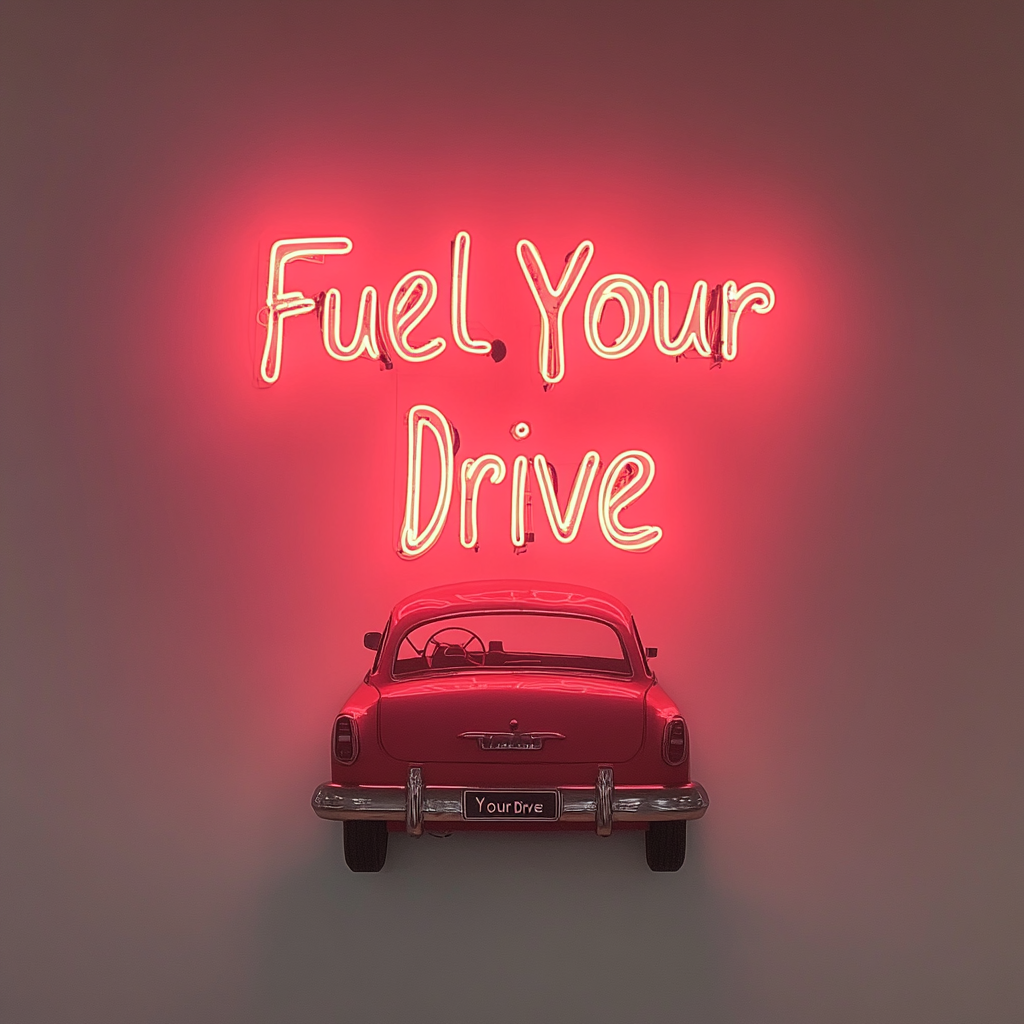 "Fuel Your Drive" - Red Neon Sign, 24 Inches