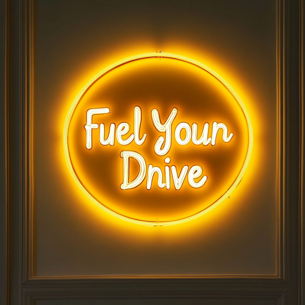 "Fuel Your Drive" - Yellow Neon Sign, 24 Inches