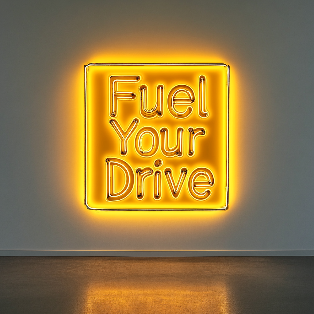"Fuel Your Drive" - Yellow Neon Sign, 24 Inches