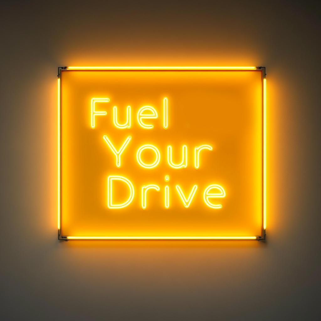 "Fuel Your Drive" - Yellow Neon Sign, 24 Inches
