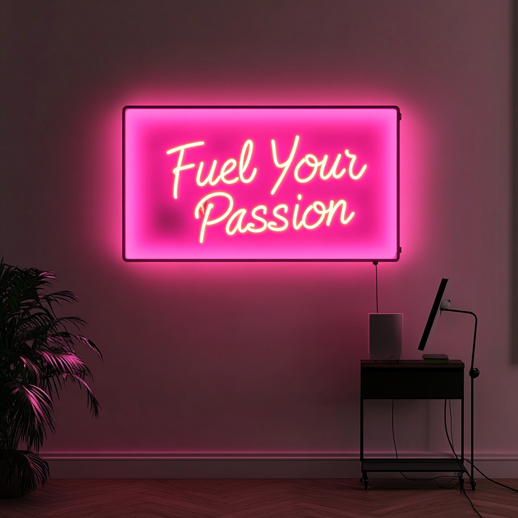 "Fuel Your Passion" - Pink Neon Sign, 18 Inches