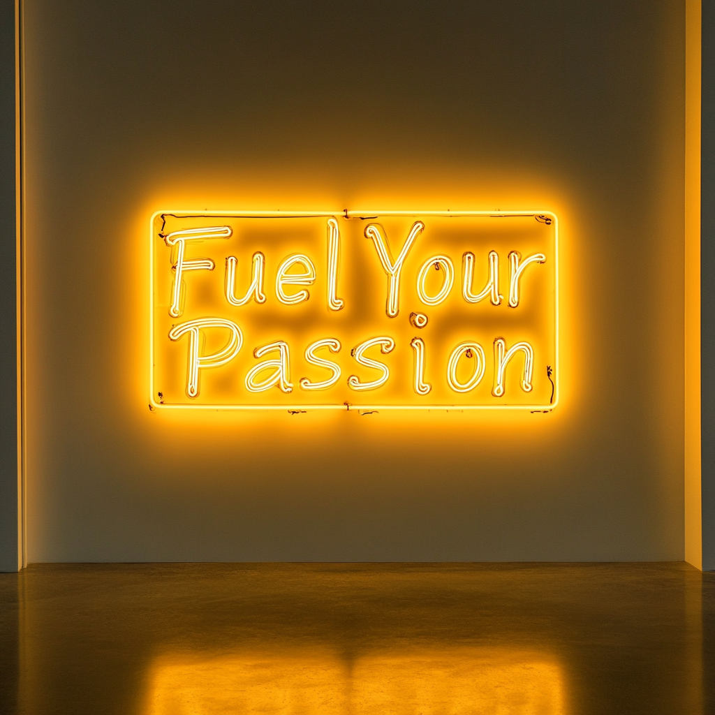 "Fuel Your Passion" - Yellow Neon Sign, 24 Inches
