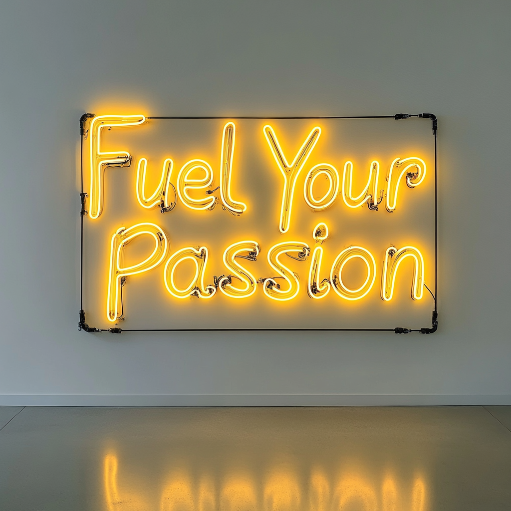 "Fuel Your Passion" - Yellow Neon Sign, 24 Inches