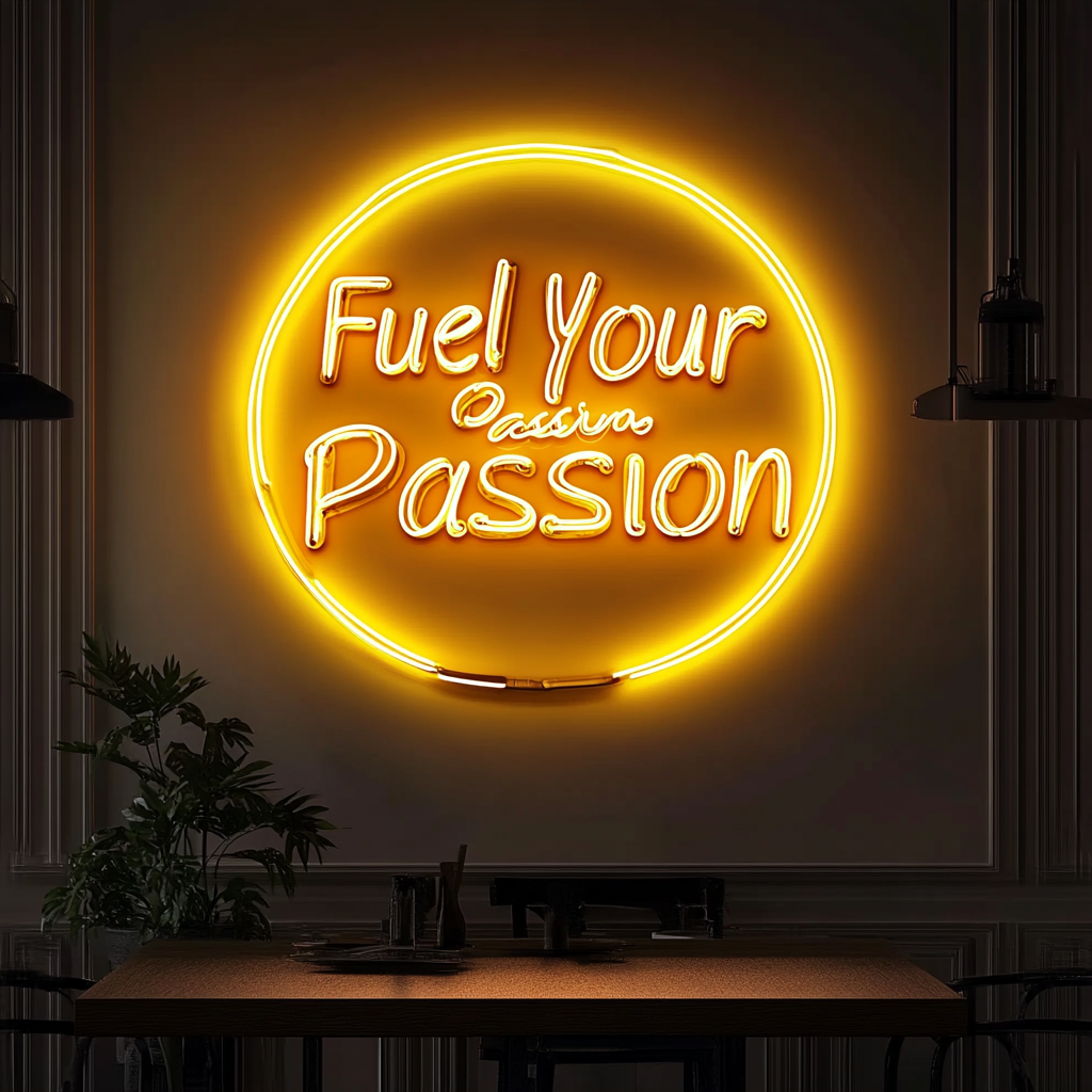 "Fuel Your Passion" - Yellow Neon Sign, 24 Inches