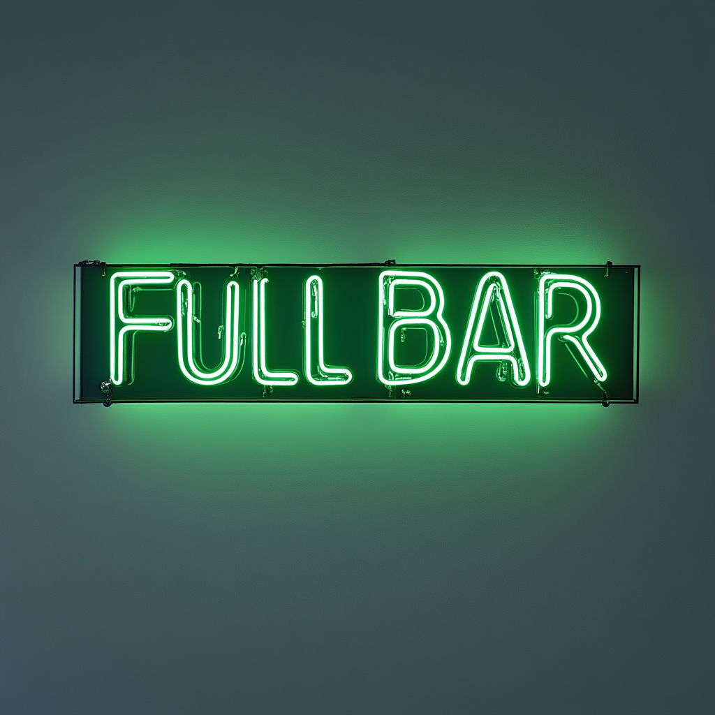"Full Bar" - Green Neon Sign, 24 Inches