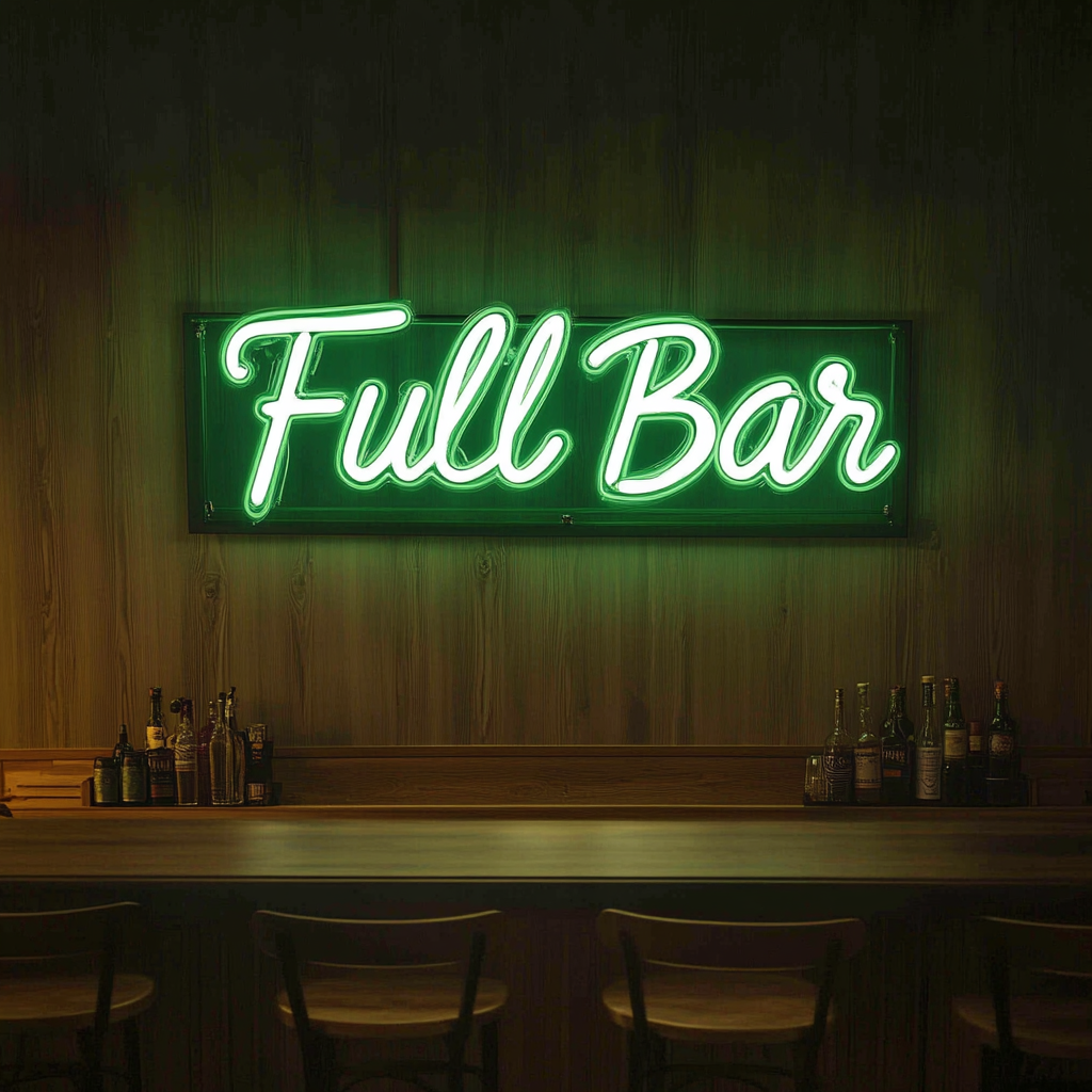 "Full Bar" - Green Neon Sign, 24 Inches