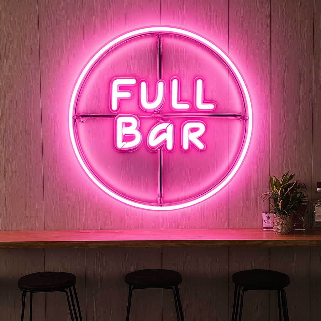 "Full Bar" - Pink Neon Sign, 24 Inches