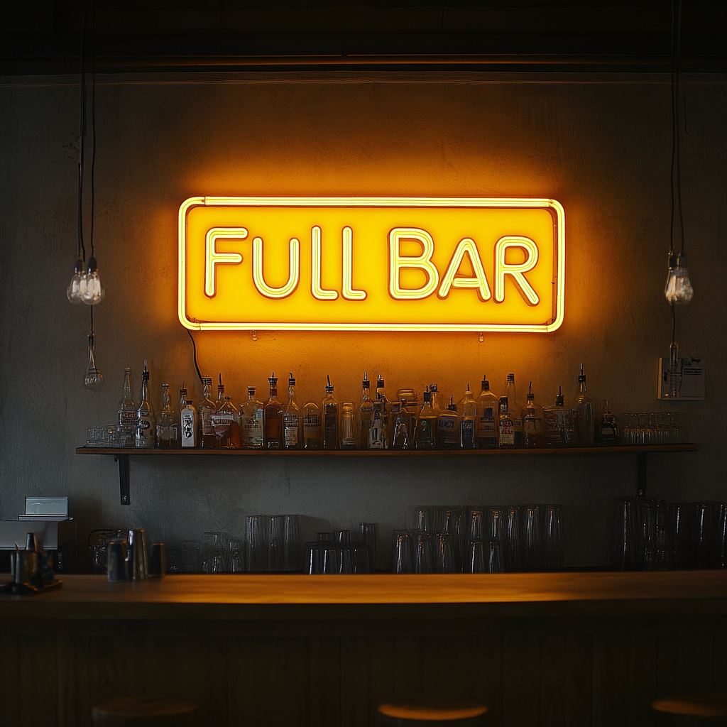 "Full Bar" - Yellow Neon Sign, 24 Inches