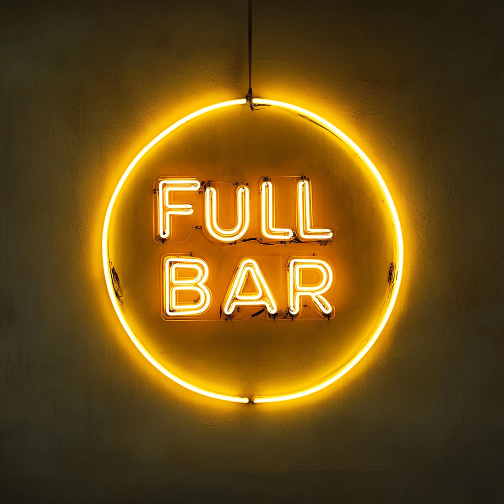"Full Bar" - Yellow Neon Sign, 24 Inches