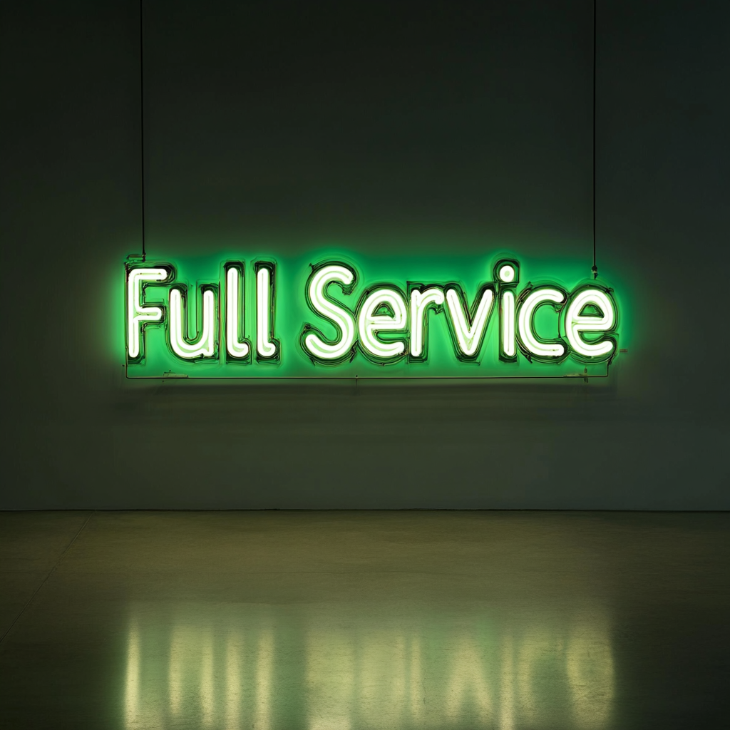 "Full Service" - Green Neon Sign, 24 Inches