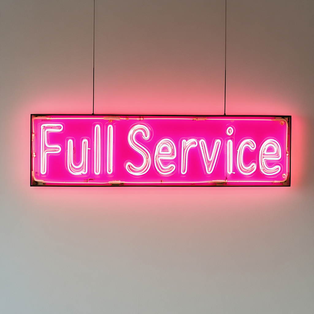 "Full Service" - Pink Neon Sign, 24 Inches