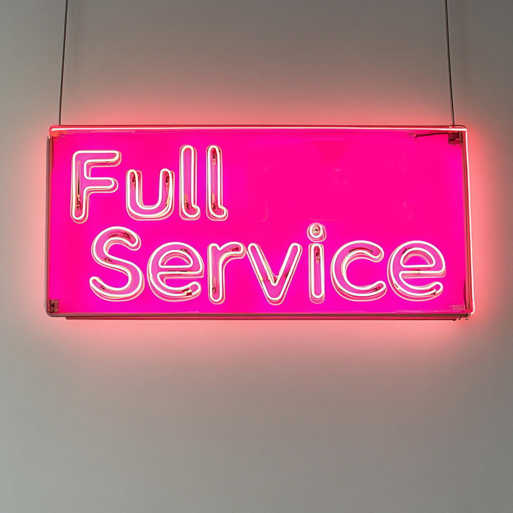 "Full Service" - Pink Neon Sign, 24 Inches