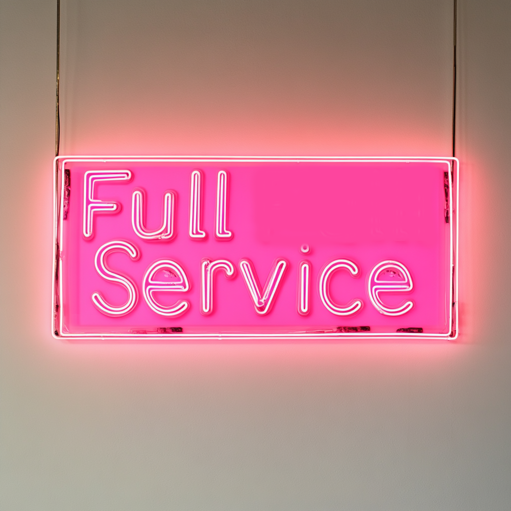 "Full Service" - Pink Neon Sign, 24 Inches