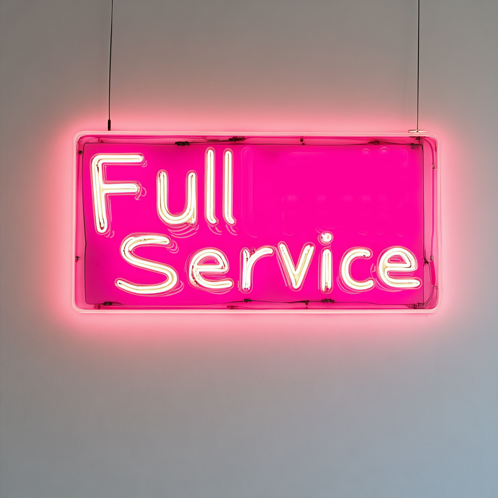"Full Service" - Pink Neon Sign, 24 Inches