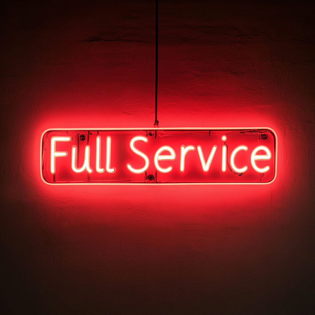 "Full Service" - Red Neon Sign, 24 Inches
