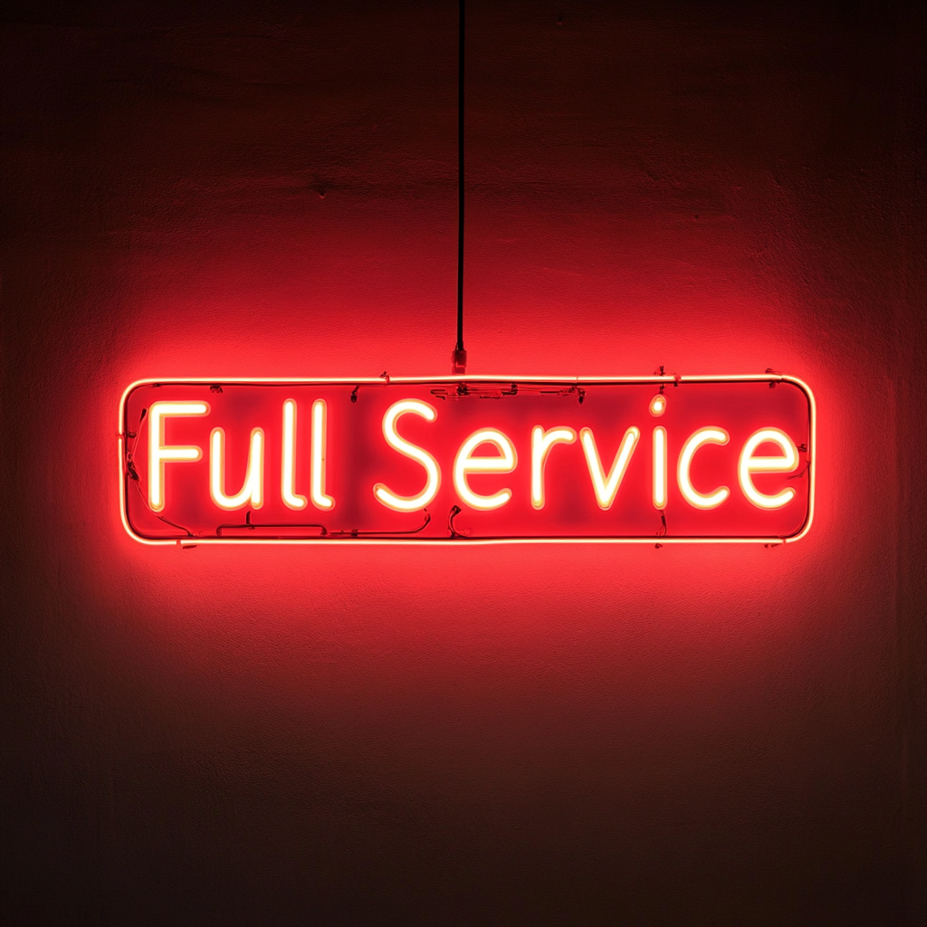 "Full Service" - Red Neon Sign, 24 Inches