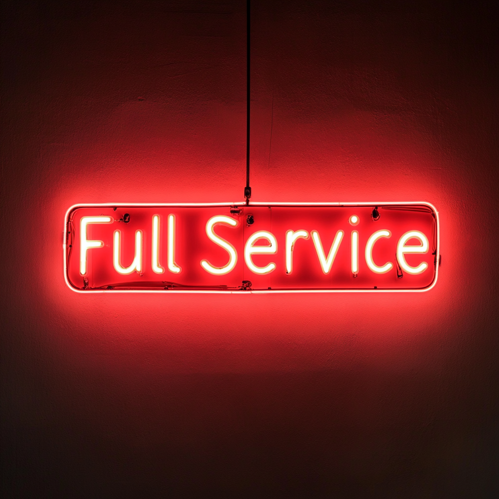 "Full Service" - Red Neon Sign, 24 Inches