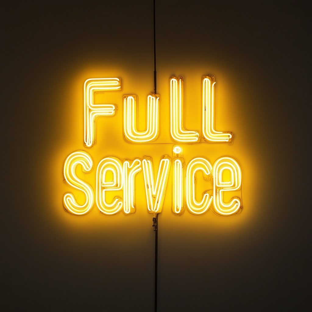 "Full Service" - Yellow Neon Sign, 24 Inches
