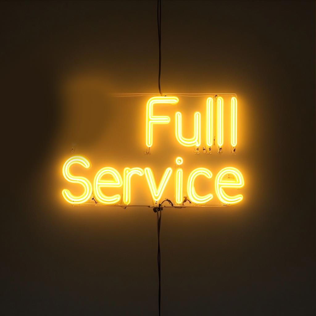 "Full Service" - Yellow Neon Sign, 24 Inches