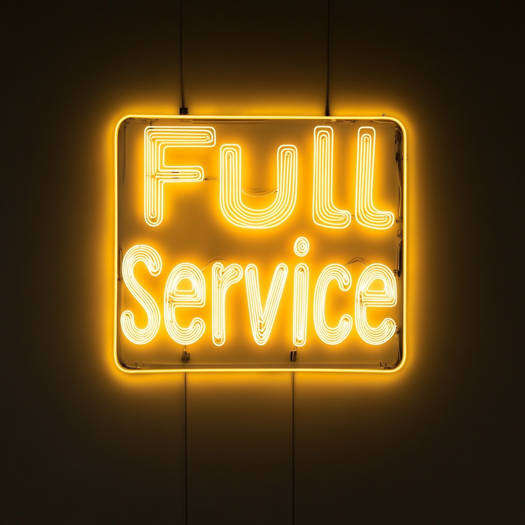 "Full Service" - Yellow Neon Sign, 24 Inches
