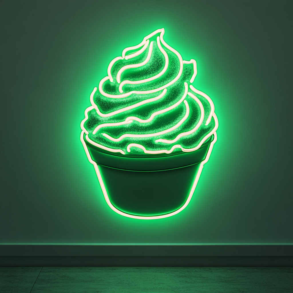 Funnel Cake with Powdered Sugar - Green Neon Sign, 24 Inches