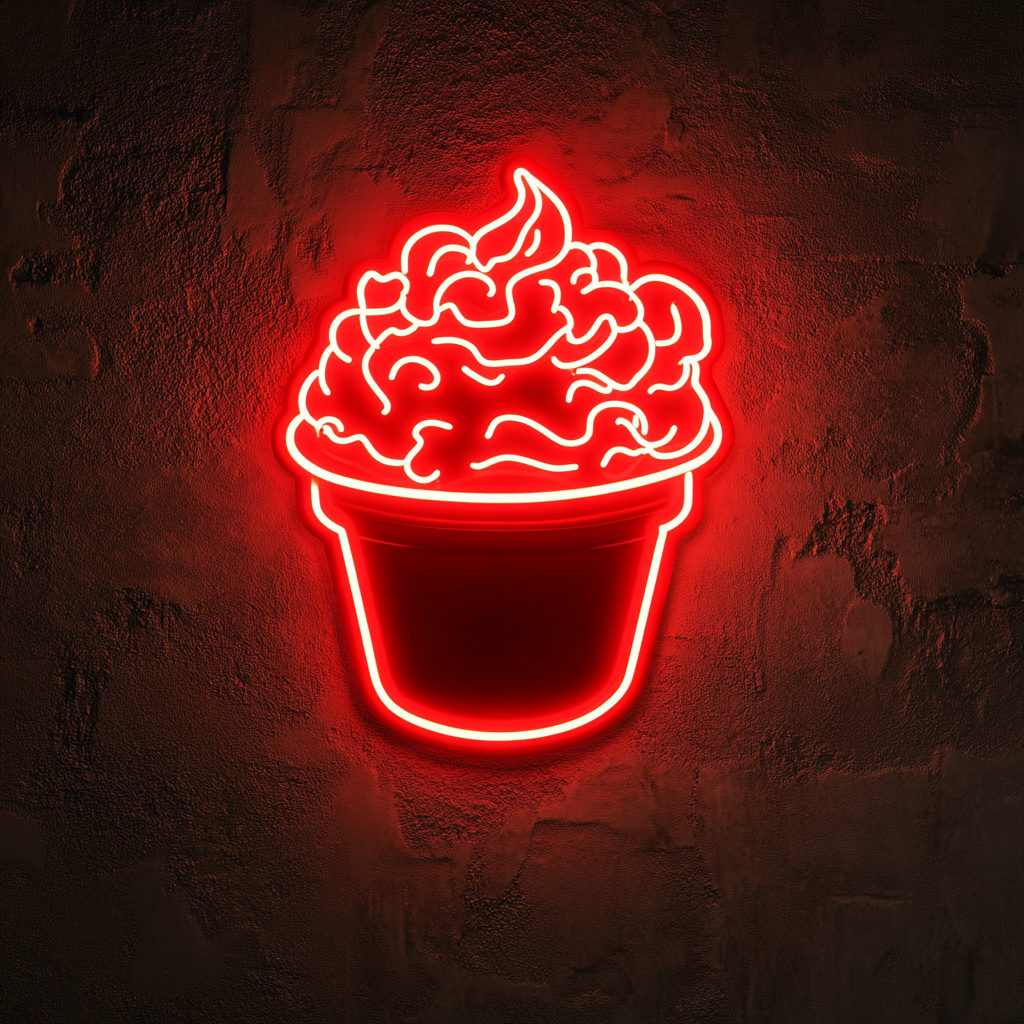 Funnel Cake with Powdered Sugar - Red Neon Sign, 24 Inches