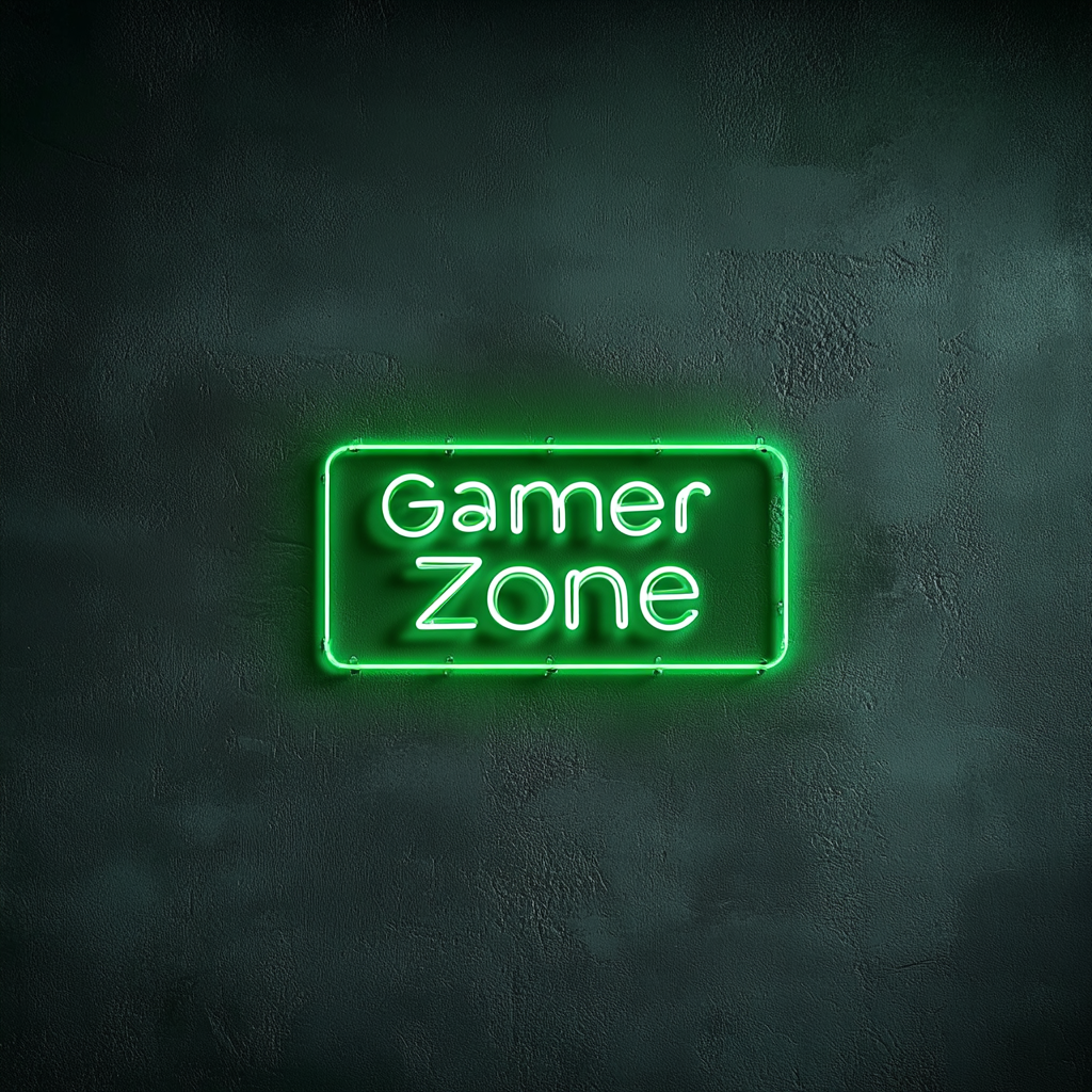Gamer Zone - Green Neon Sign, 24 Inches