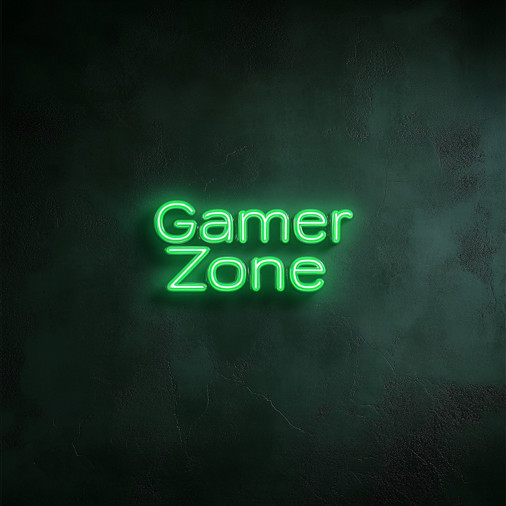 Gamer Zone - Green Neon Sign, 24 Inches